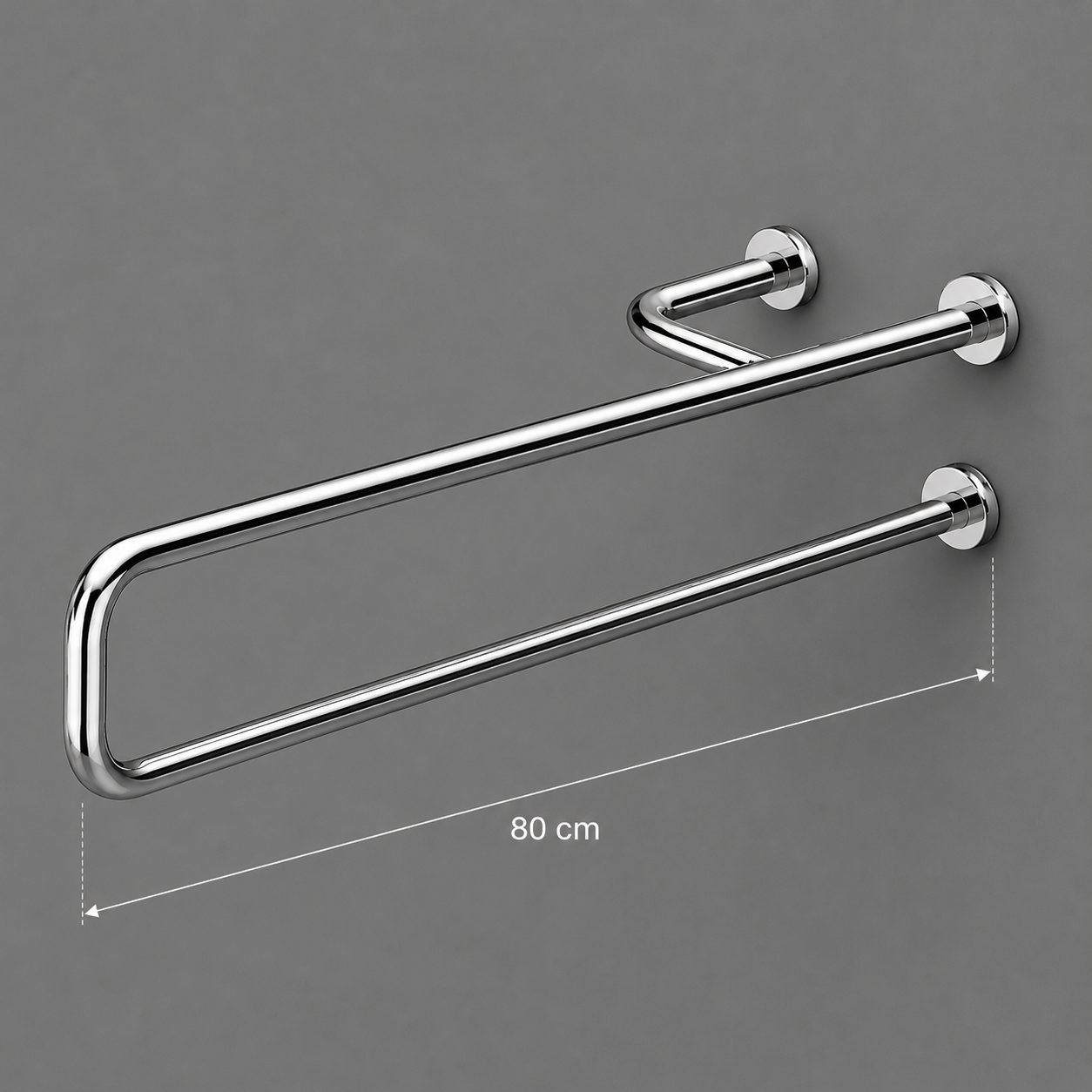 Miniatura 2 de Barra de Apoio Fixa 800mm Esquerda Inox Polido