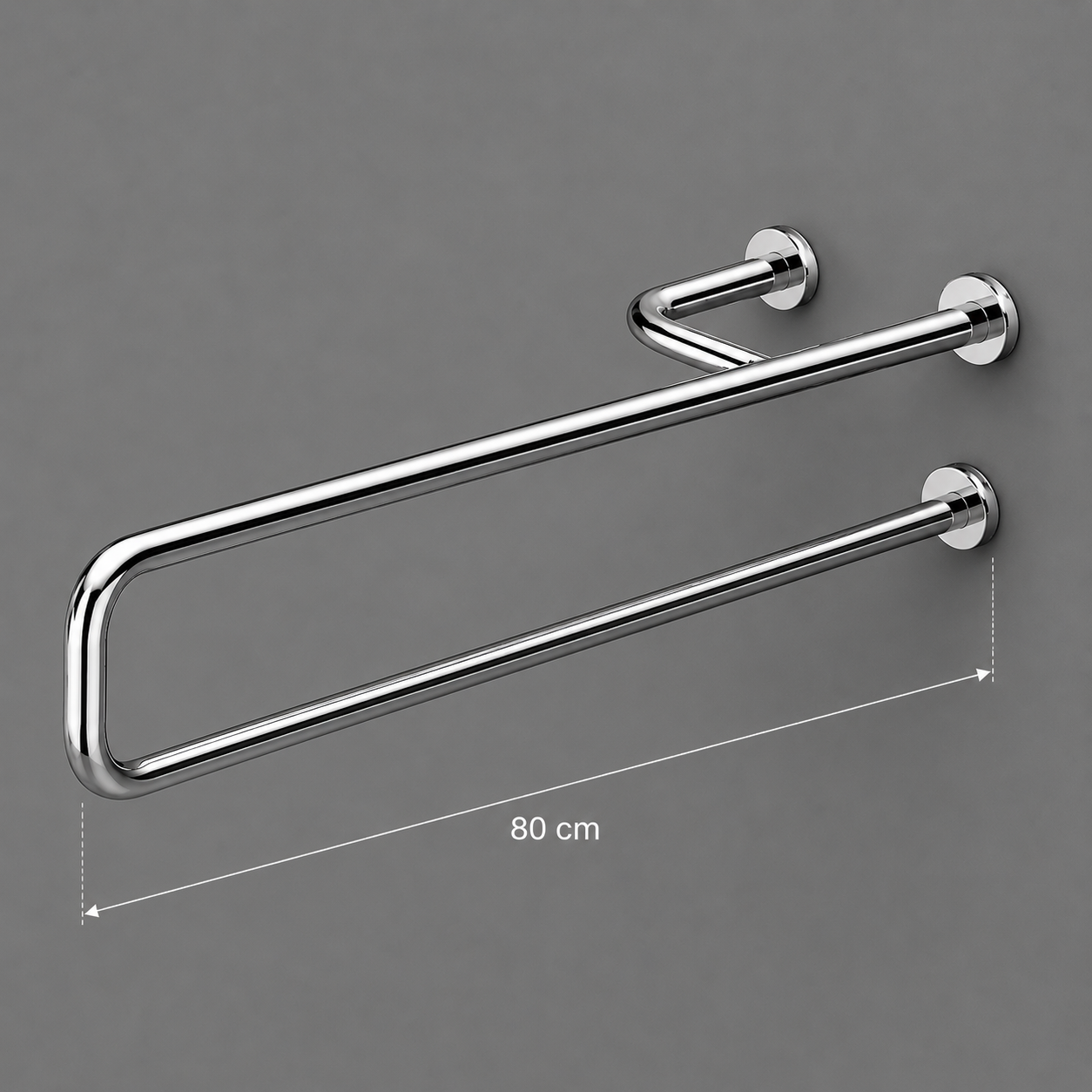 Miniatura 2 de Barra de Apoio Fixa 800mm Esquerda Inox Polido