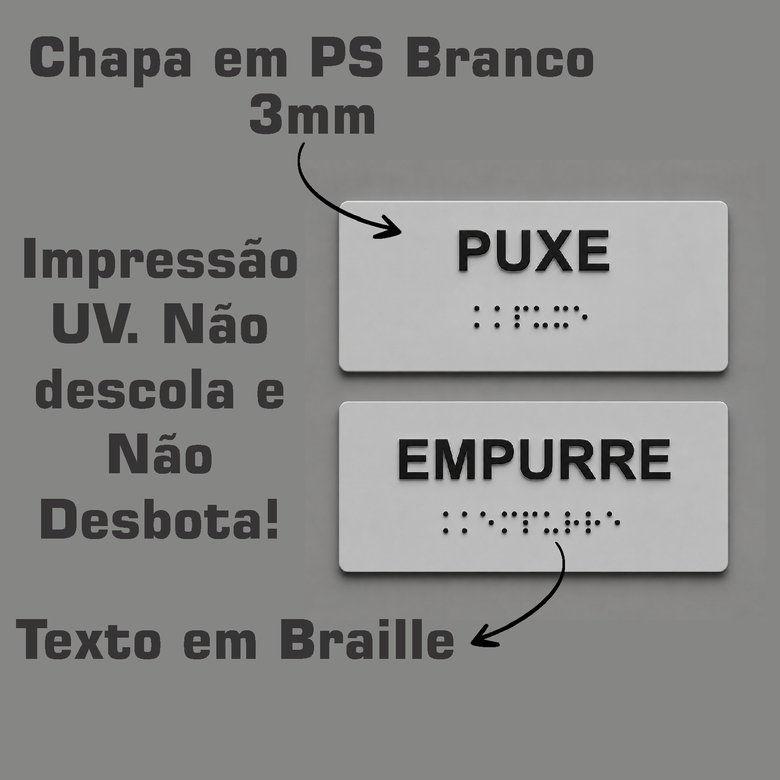 Miniatura 3 de Placa Braille Padrão Puxe / Empurre