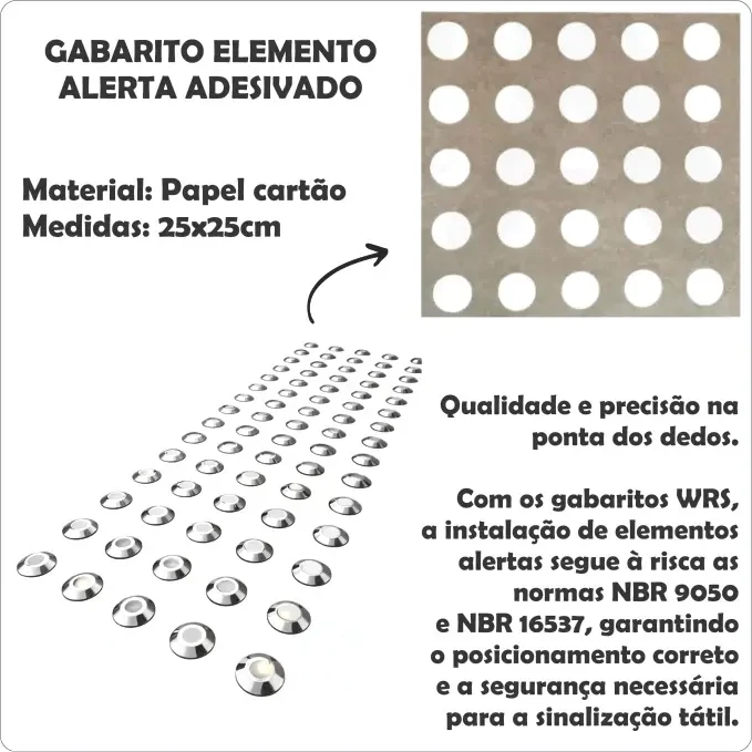 Miniatura 3 de Elemento Tátil Alerta 28mm Inox 304 Liso Adesivado 