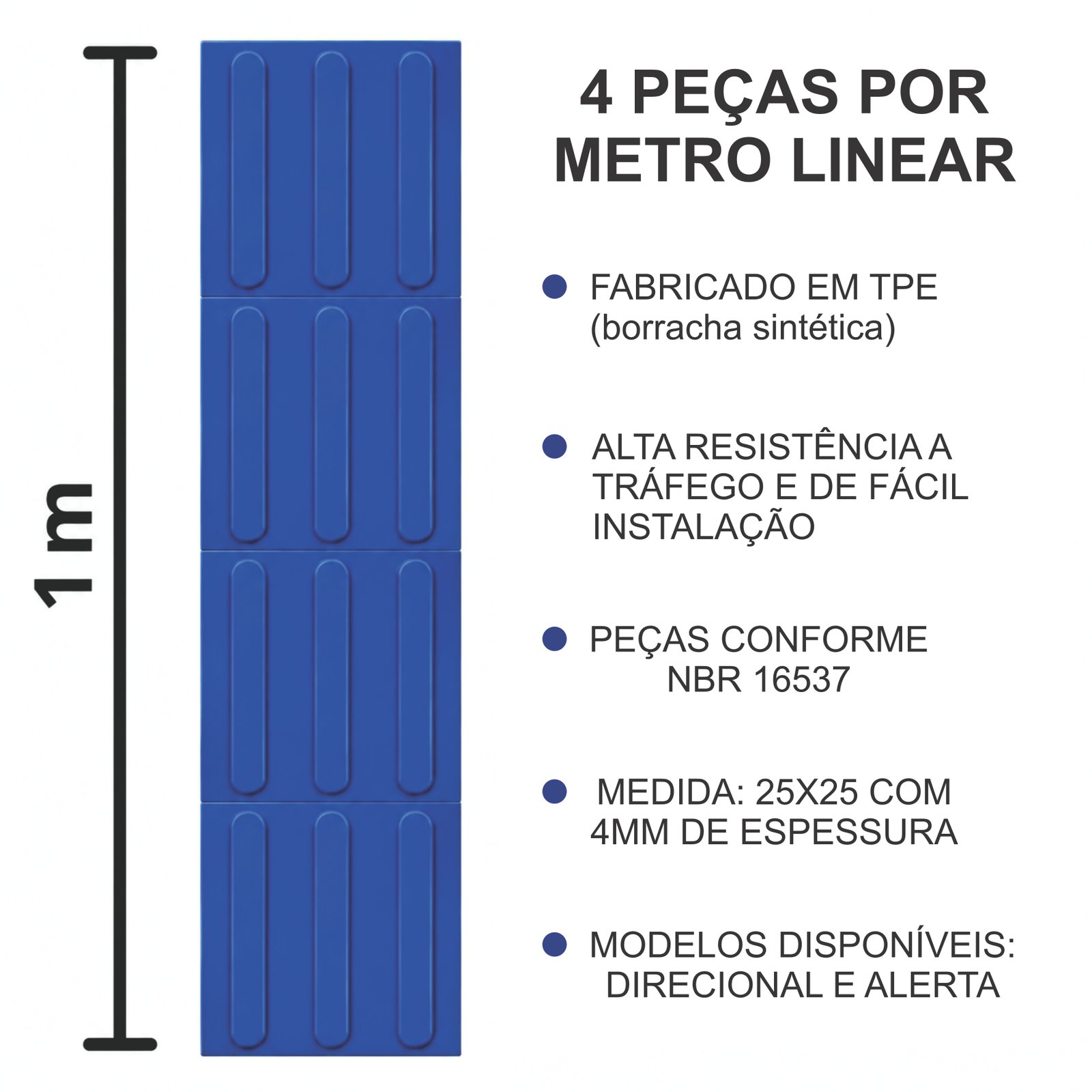 Miniatura 2 de Piso Tátil Direcional Azul 250x250x5 TPE