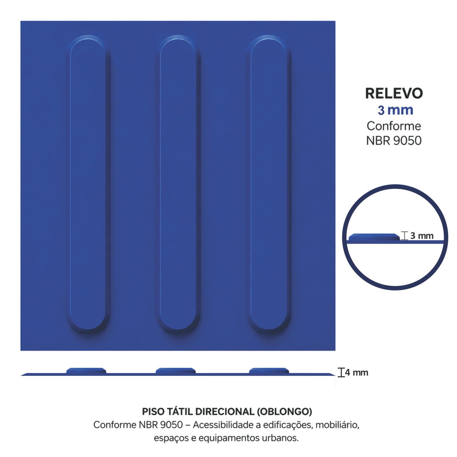 Miniatura 5 de Piso Tátil Direcional Azul 250x250x5 TPE