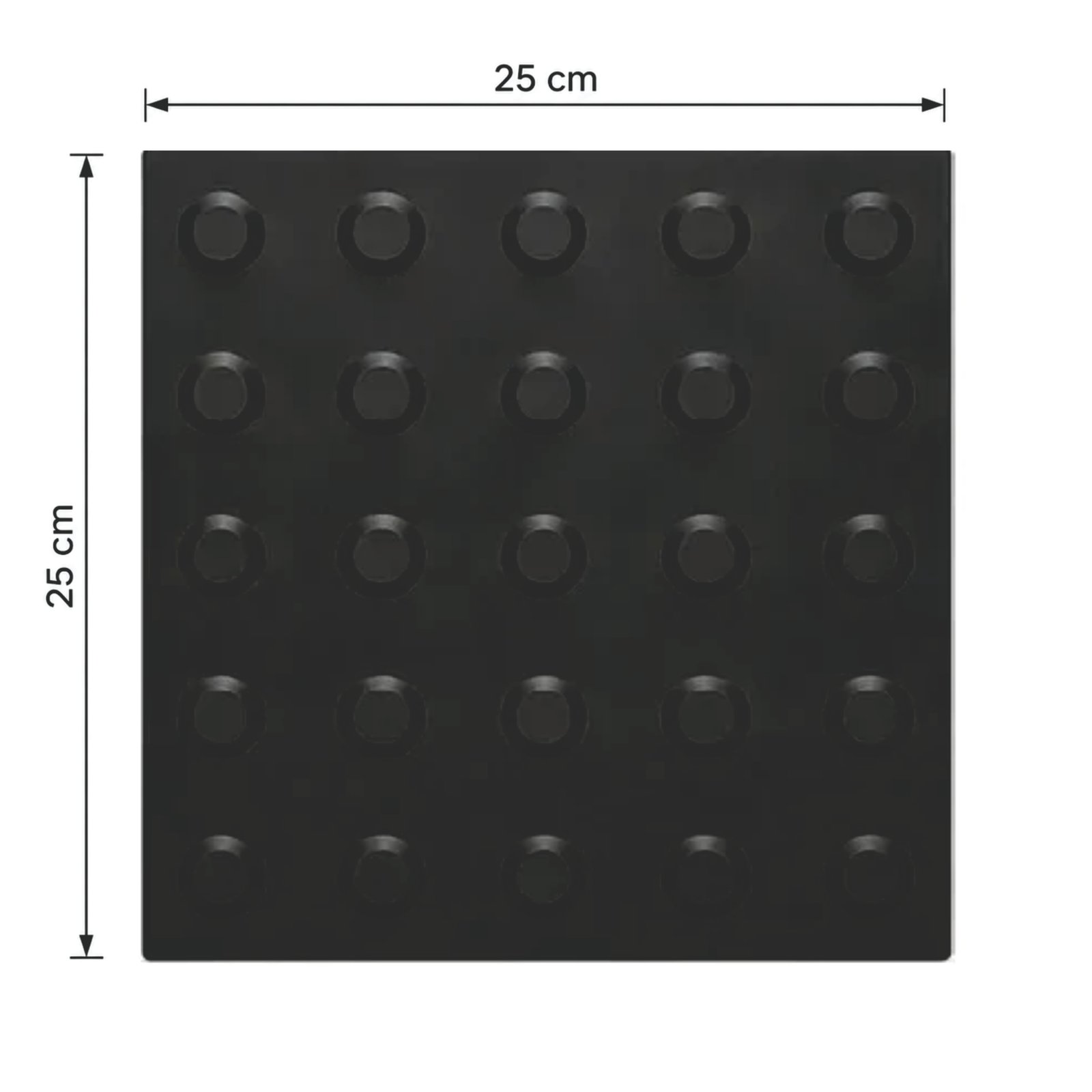 Miniatura 3 de Piso Tátil Alerta Argamassado Preto 250x250x12 TPE