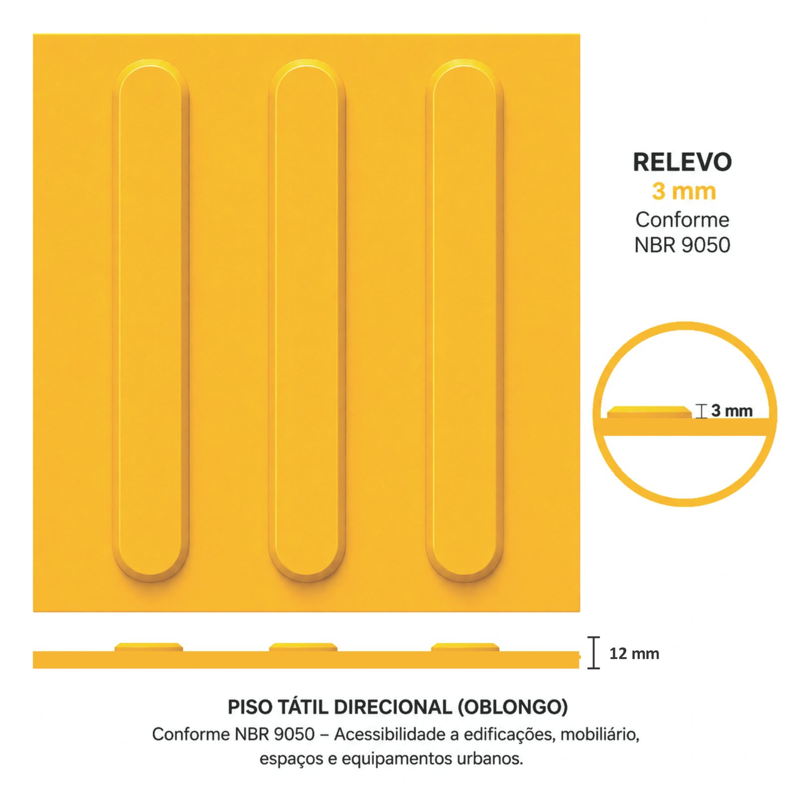 Miniatura 5 de Piso Tátil Direcional Argamassado Amarelo 250x250x12 TPE