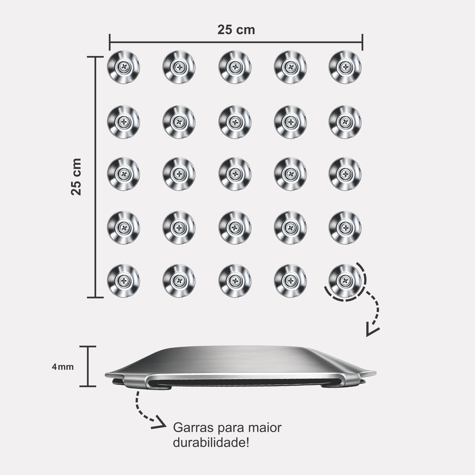 Miniatura 2 de Elemento Tátil Alerta 28mm Inox Frisado Parafusado