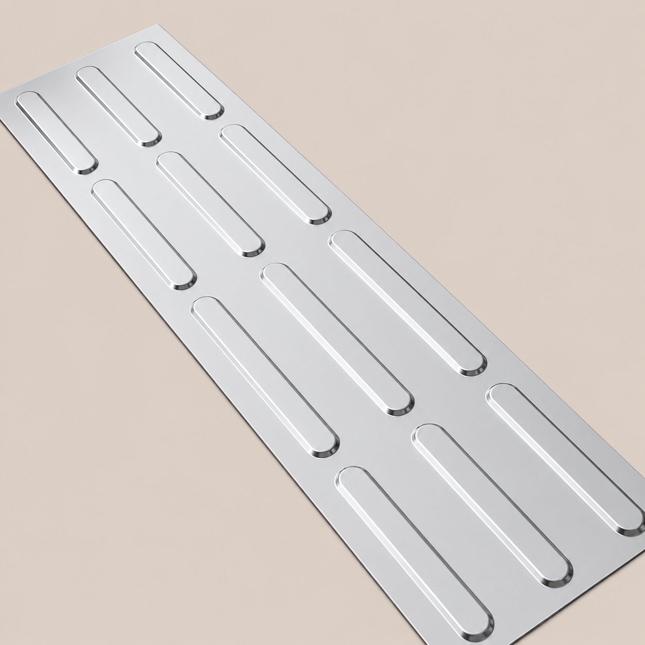 Piso Tátil Direcional Inox Em Placa 25x100 Cm 