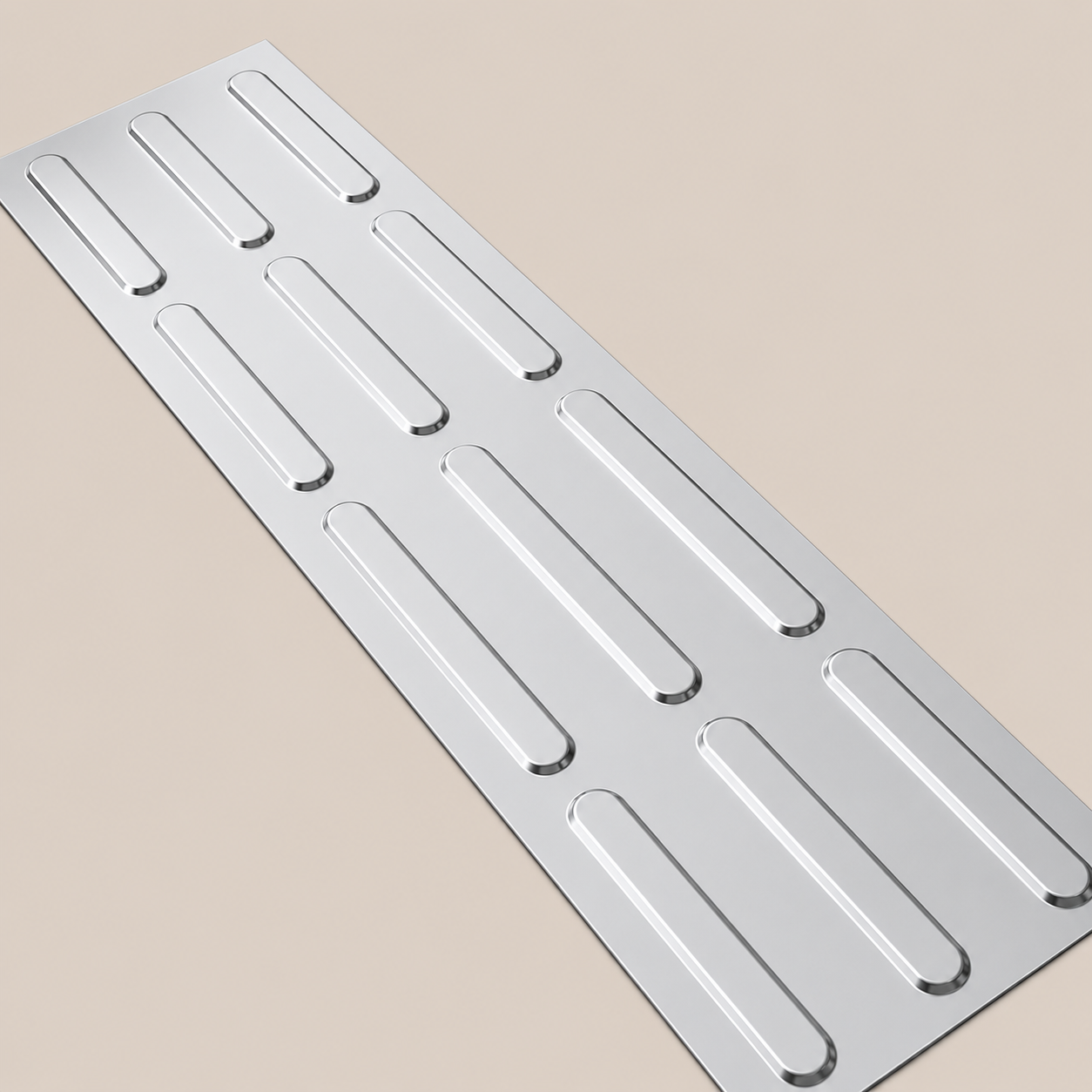 Piso Tátil Direcional Inox Em Placa 25x100 Cm 