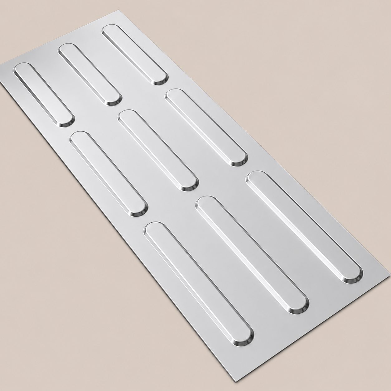 Piso Tátil Direcional Inox Em Placa 25x75 Cm 