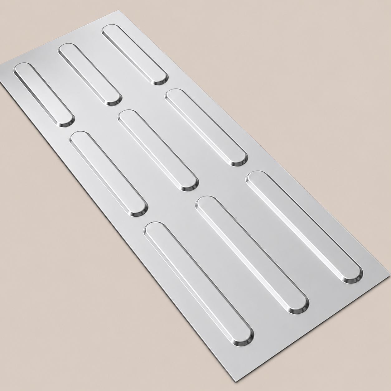 Piso Tátil Direcional Inox Em Placa 25x75 Cm 