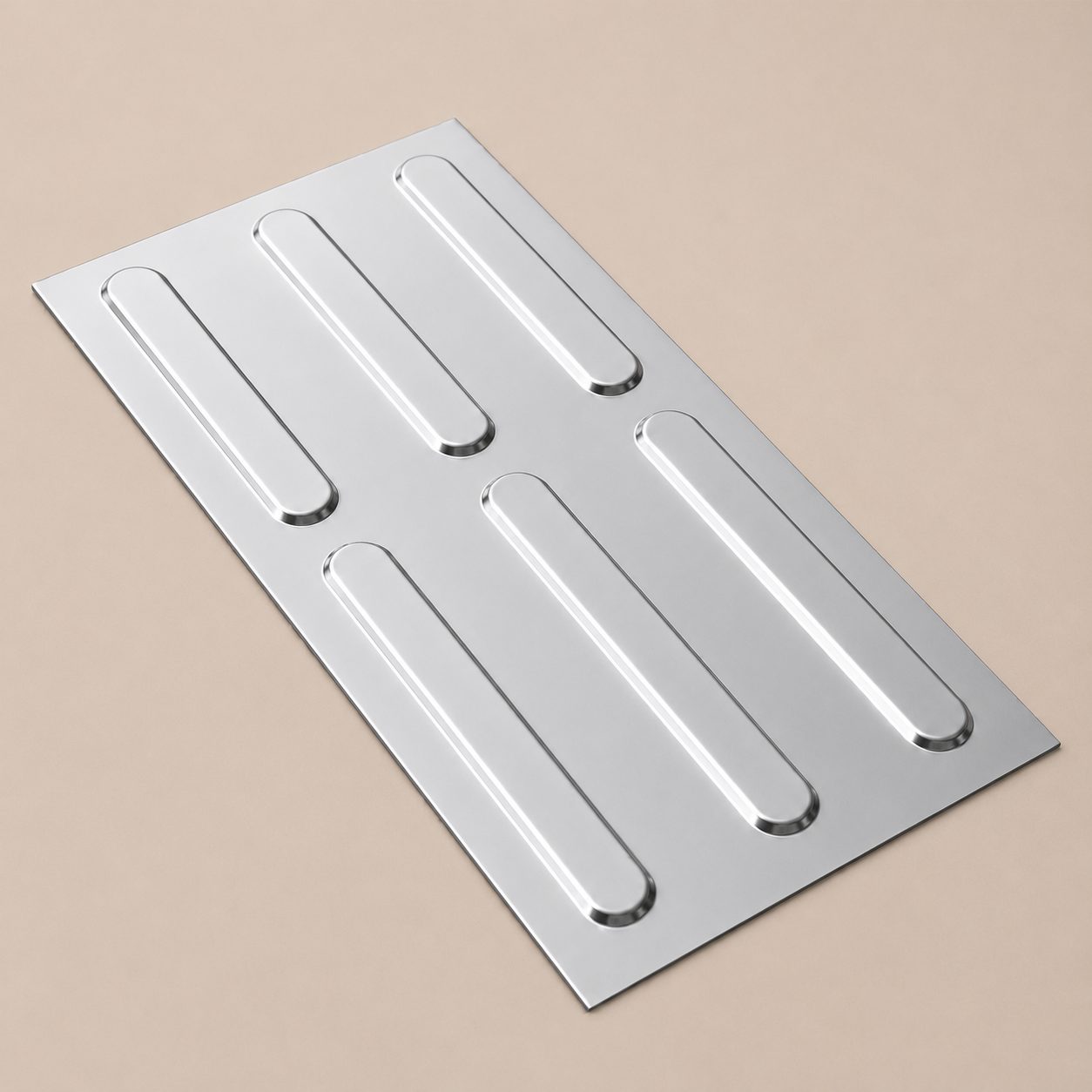 Piso Tátil Direcional Inox Em Placa 25x50 Cm 