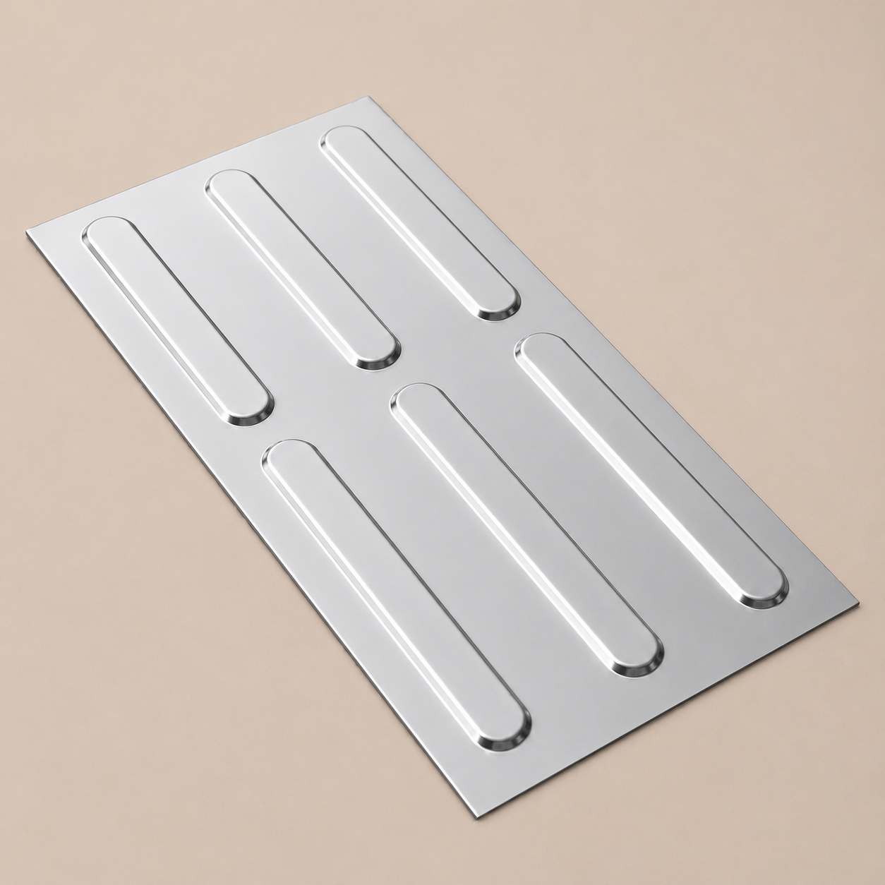 Piso Tátil Direcional Inox Em Placa 25x50 Cm 