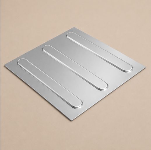 Piso Tátil Direcional Inox Em Placa 25x25 Cm