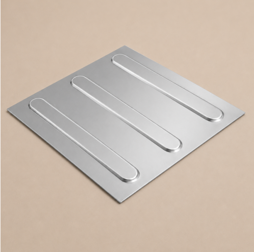 Piso Tátil Direcional Inox Em Placa 25x25 Cm