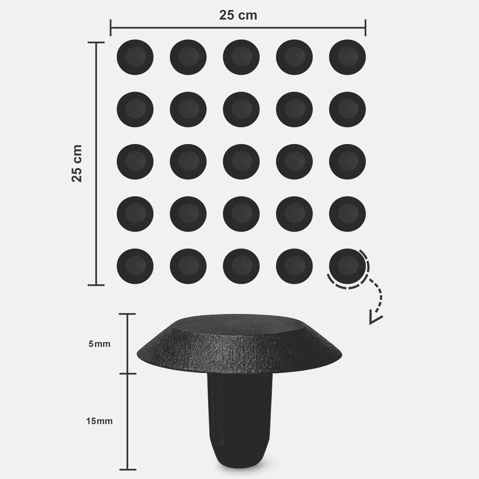 Miniatura 3 de Elemento Tátil Alerta 27mm Colorido Preto Pinado 