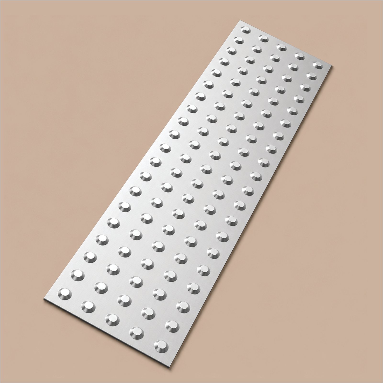 Piso Tátil Alerta Inox Em Placa 25x100 Cm 