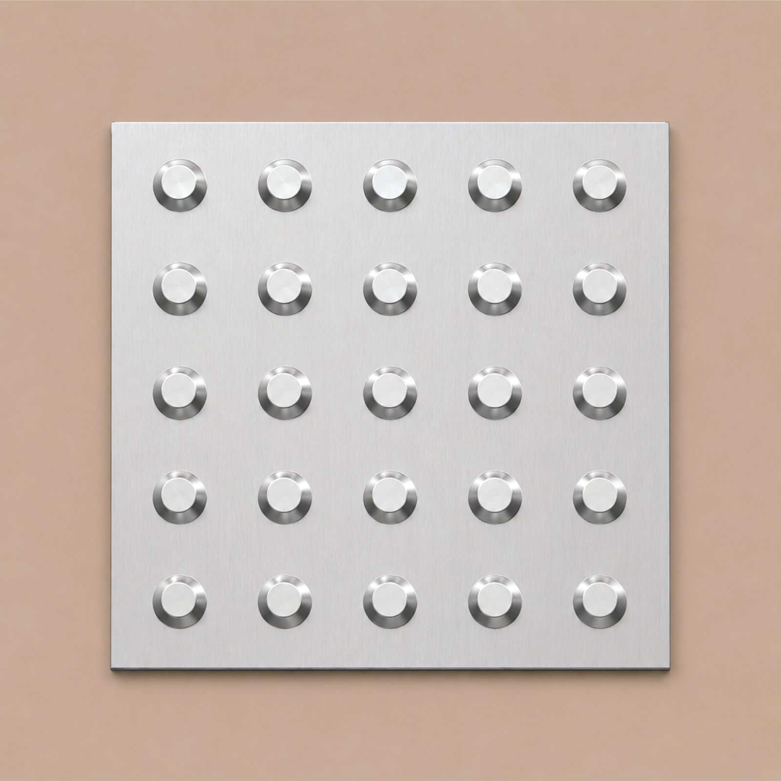 Piso Tátil Alerta Inox Em Placa 25x25 Cm