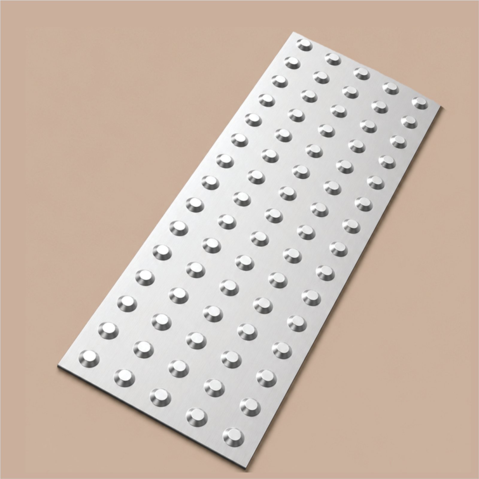 Piso Tátil Alerta Inox Em Placa 25x75 Cm 