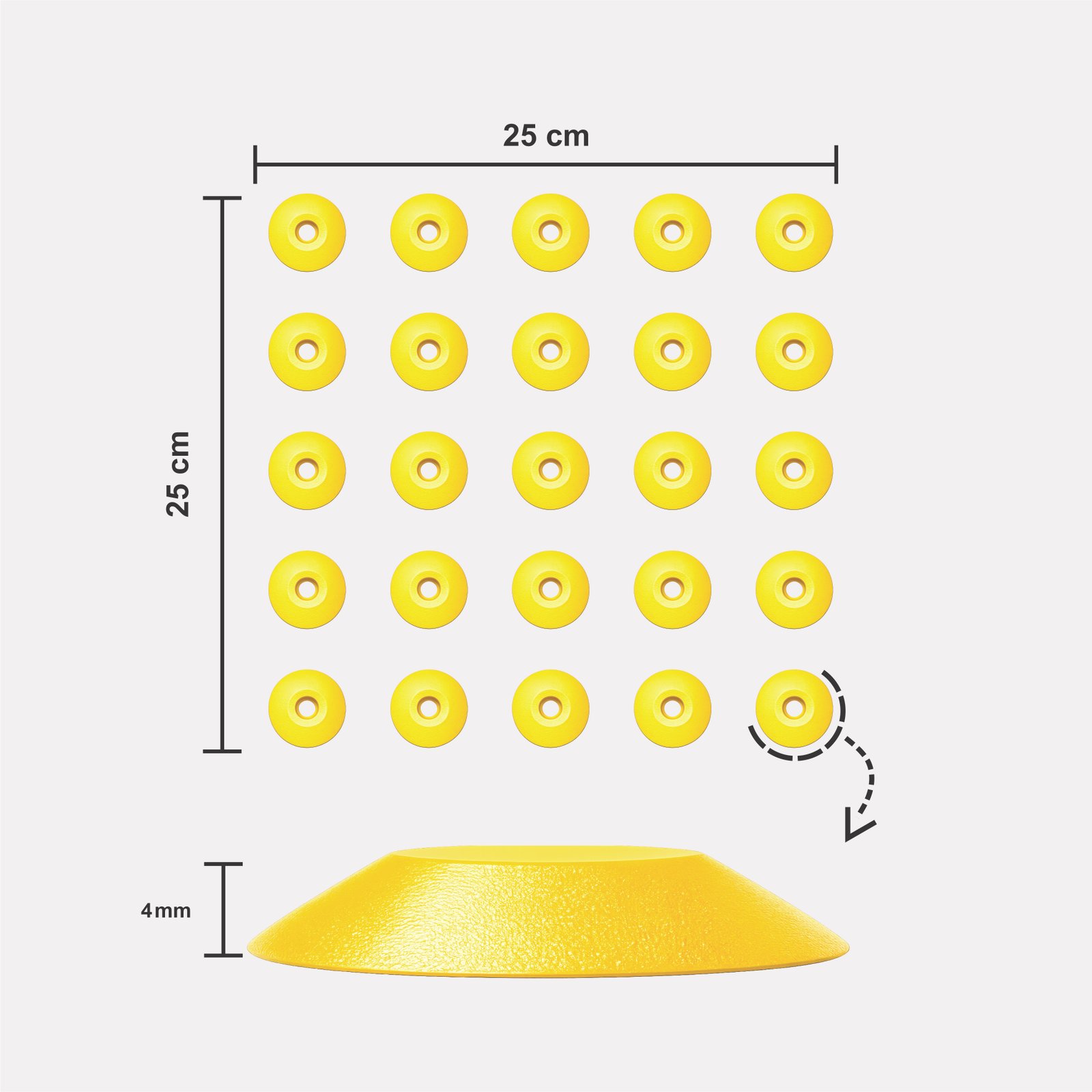 Miniatura 2 de Elemento Tátil Alerta 27mm Colorido Amarelo Parafusado