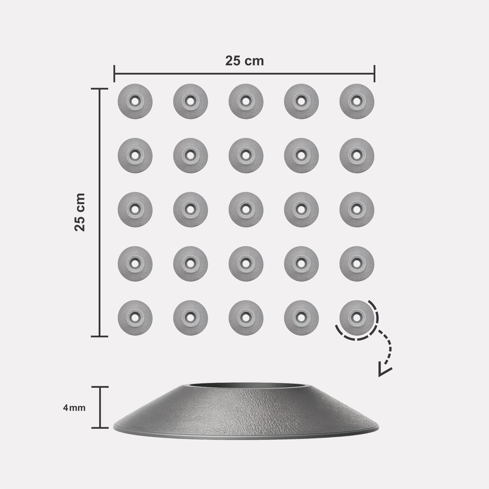 Miniatura 2 de Elemento Tátil Alerta 27mm Colorido Cinza Parafusado
