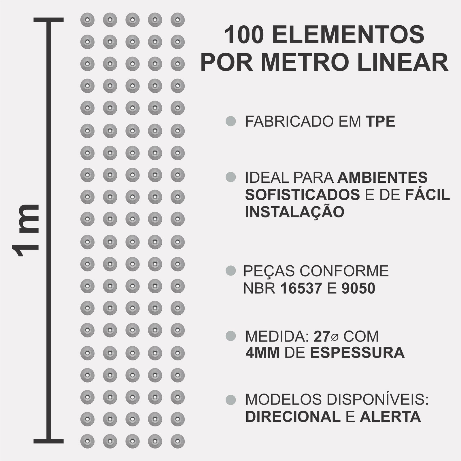 Miniatura 3 de Elemento Tátil Alerta 27mm Colorido Cinza Parafusado