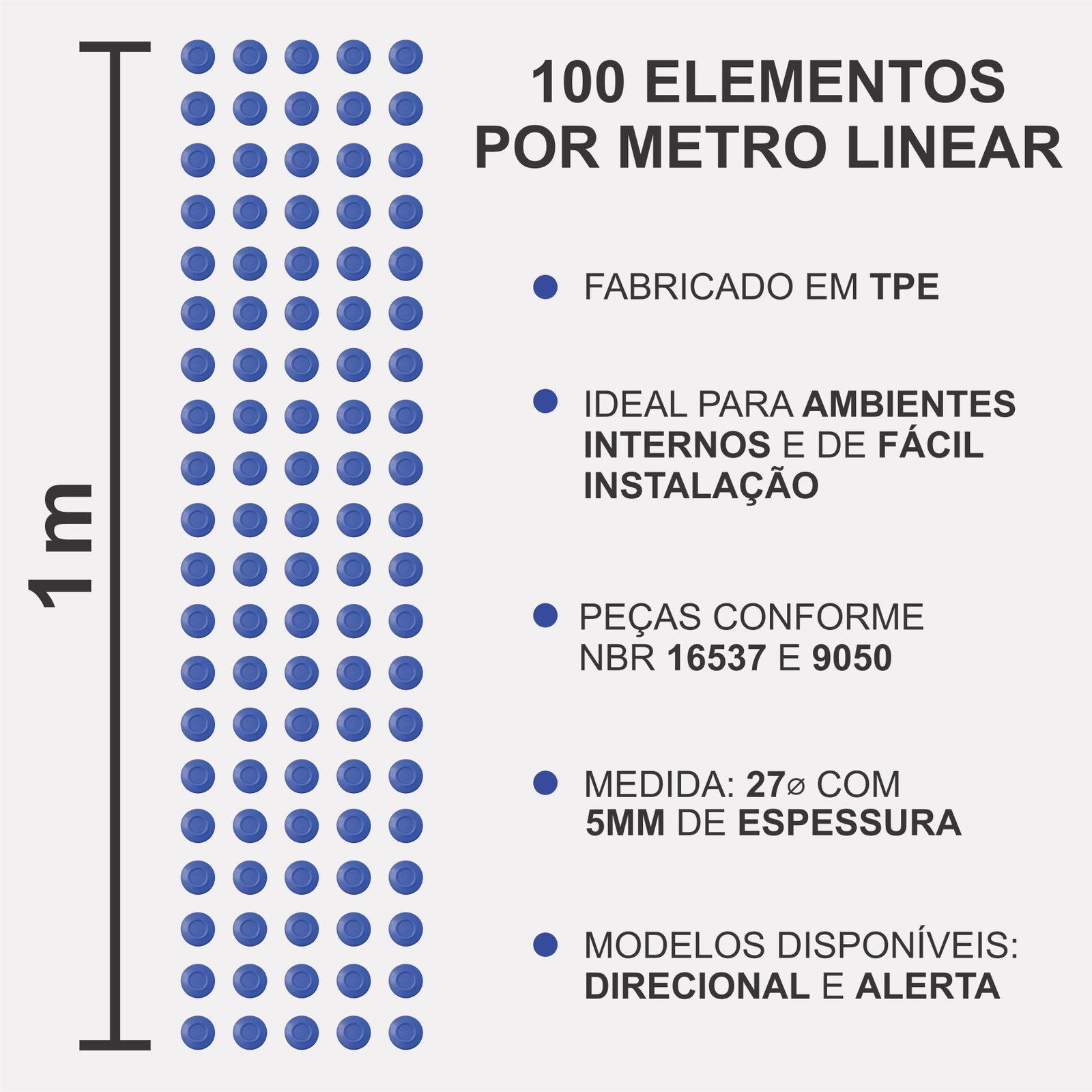 Miniatura 3 de Elemento Tátil Alerta 27mm Colorido Azul Adesivado