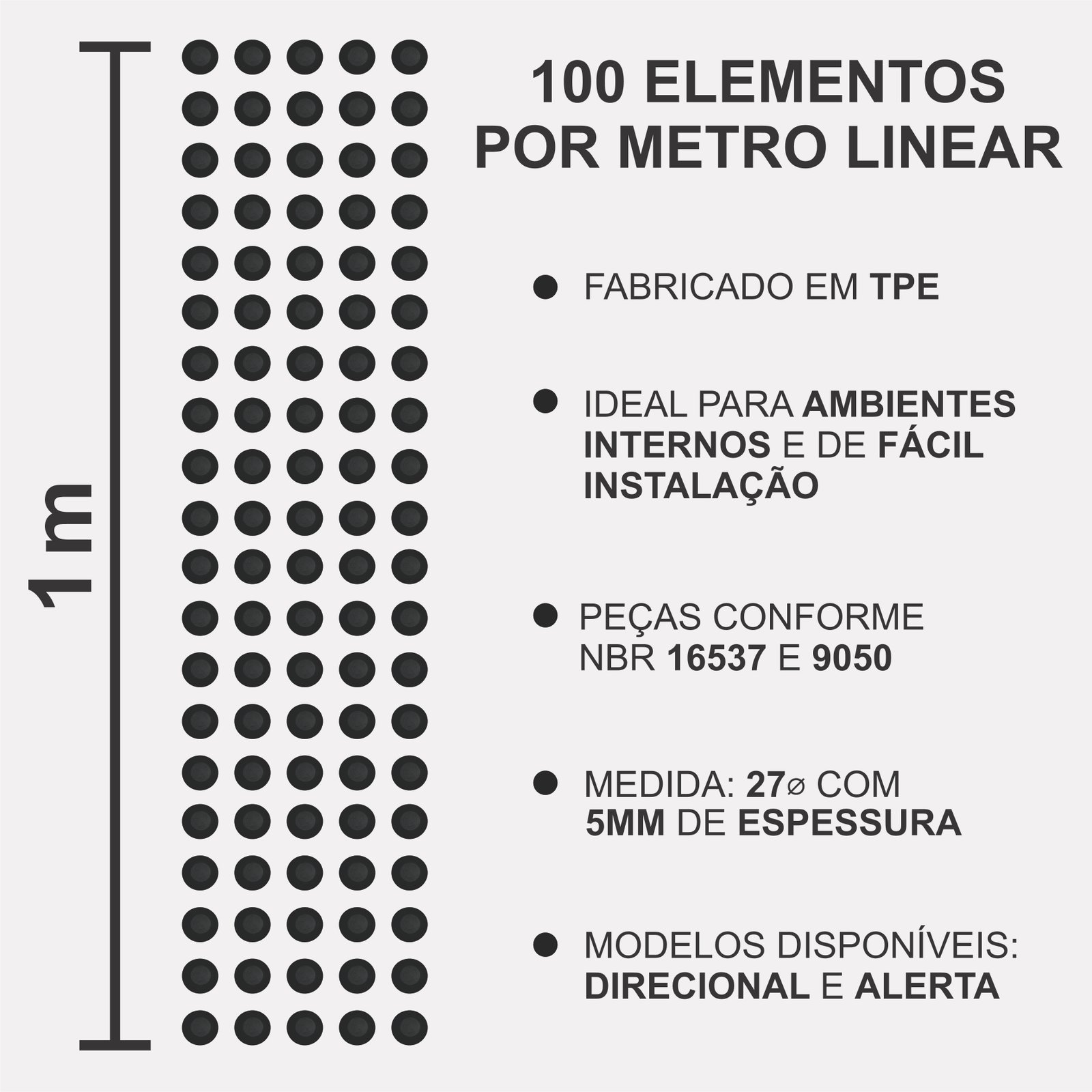 Miniatura 3 de Elemento Tátil Alerta 27mm Colorido Preto Adesivado