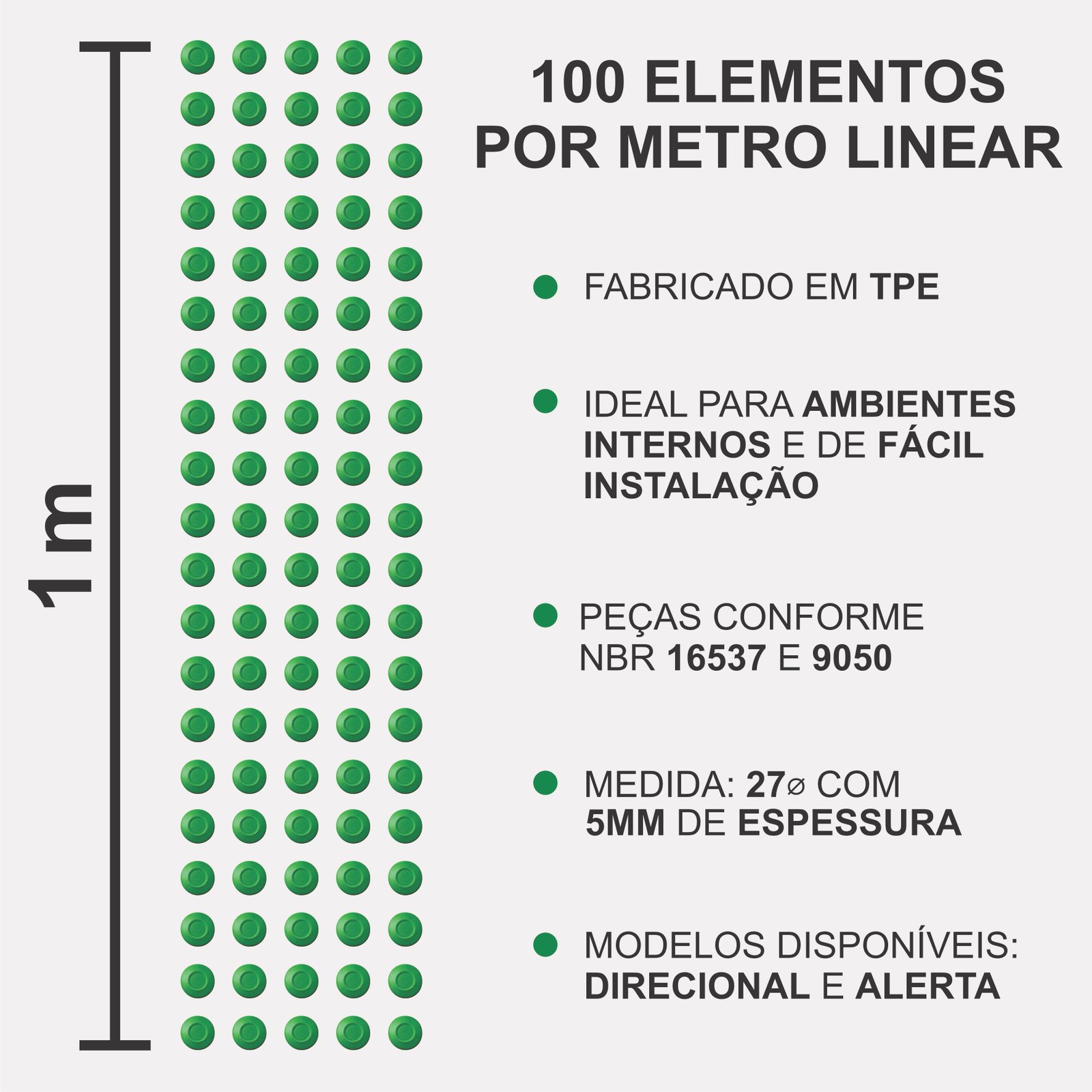 Miniatura 3 de Elemento Tátil Alerta 27mm Colorido Verde Adesivado