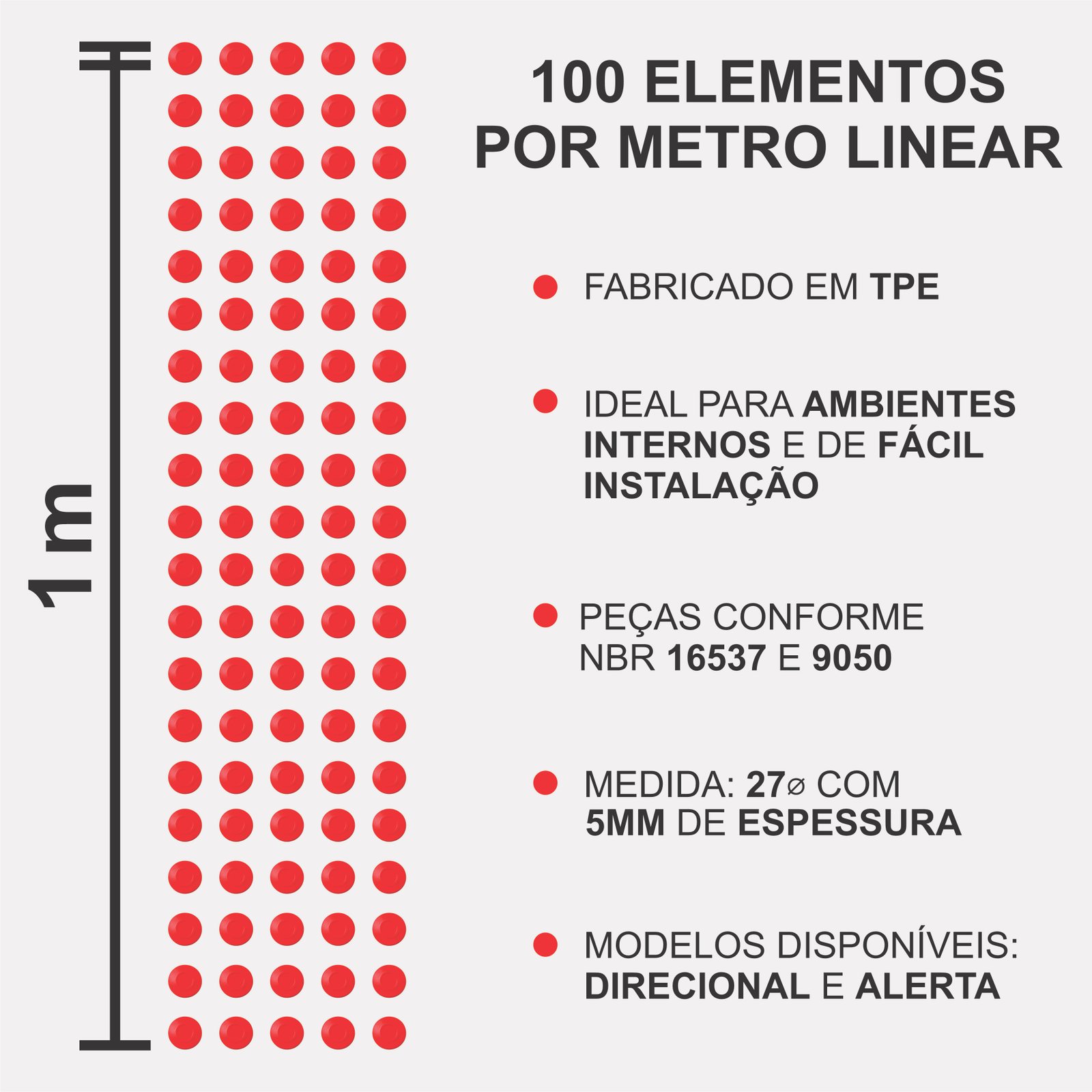 Miniatura 3 de Elemento Tátil Alerta 27mm Colorido Vermelho Adesivado