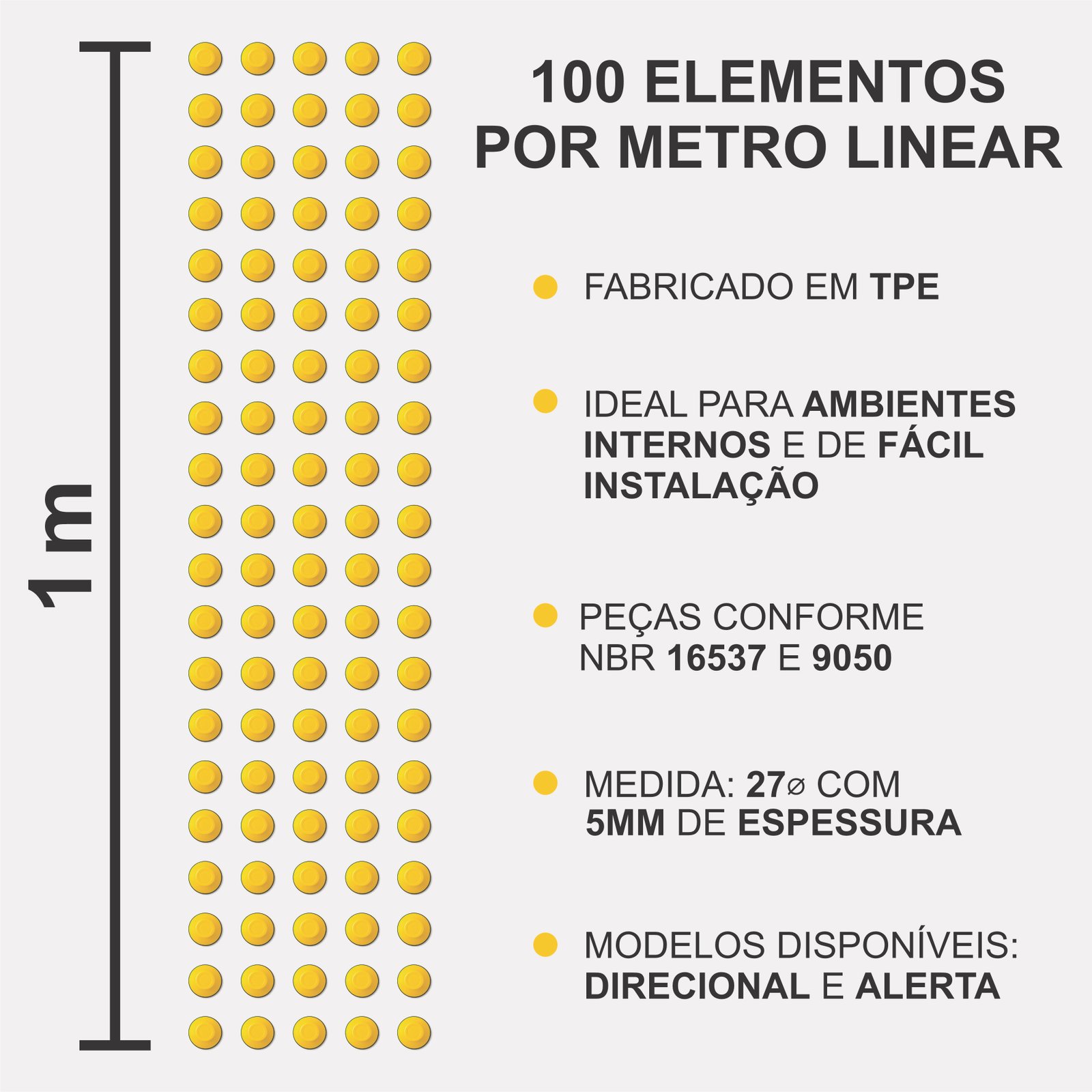 Miniatura 3 de Elemento Tátil Alerta 27mm Colorido Amarelo Adesivado