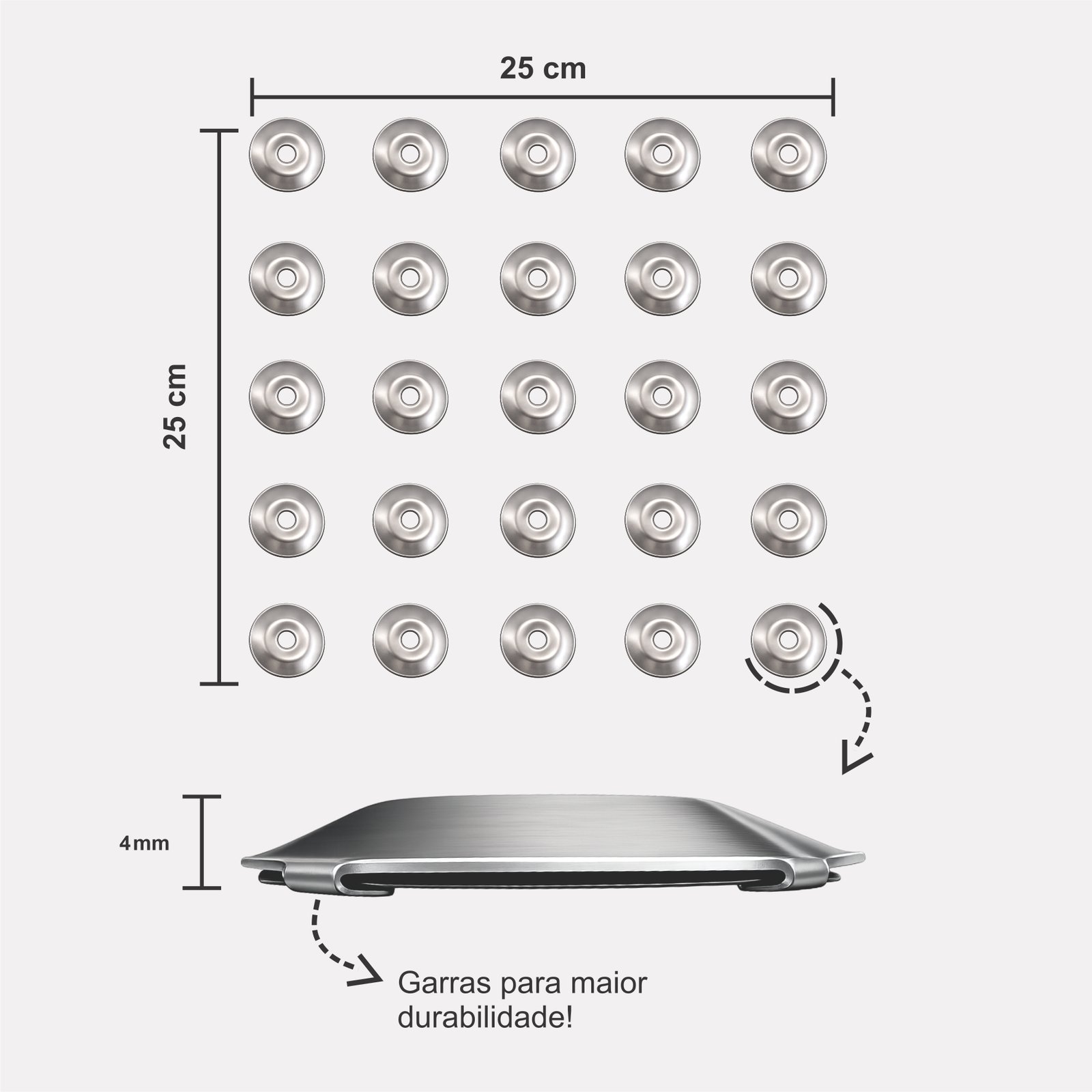 Miniatura 2 de Elemento Tátil Alerta 28mm Inox 304 Liso Parafusado