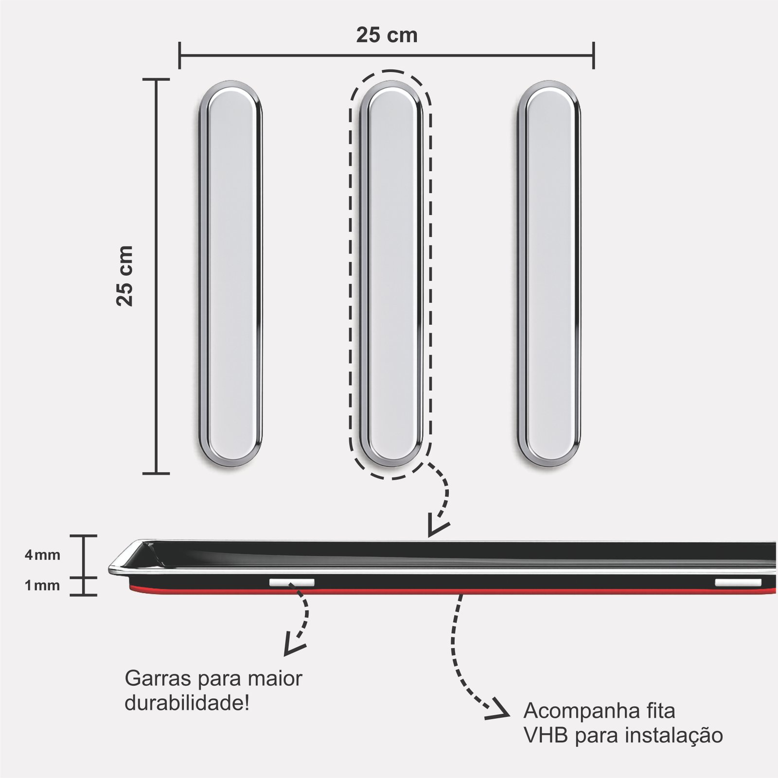 Miniatura 2 de Elemento Tátil Direcional 235mm Inox 304 Liso Adesivado 