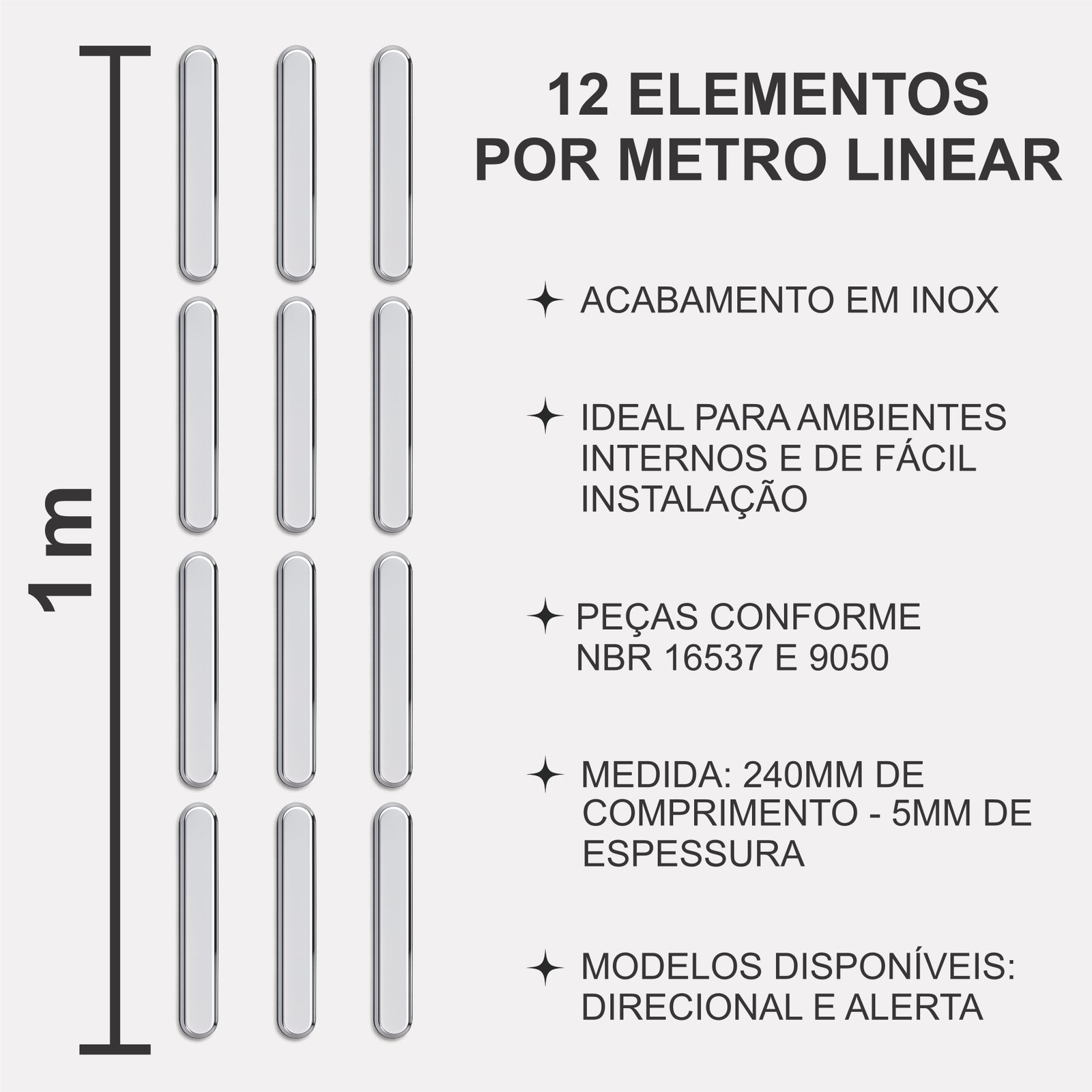 Miniatura 4 de Elemento Tátil Direcional Inox Sem Adesivo