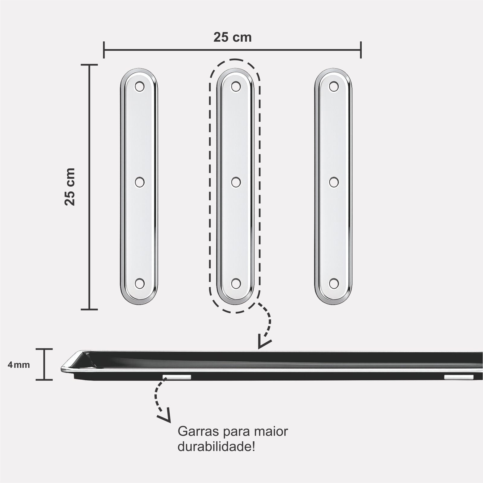 Miniatura 2 de Elemento Tátil Direcional 235mm Inox Liso Parafusado
