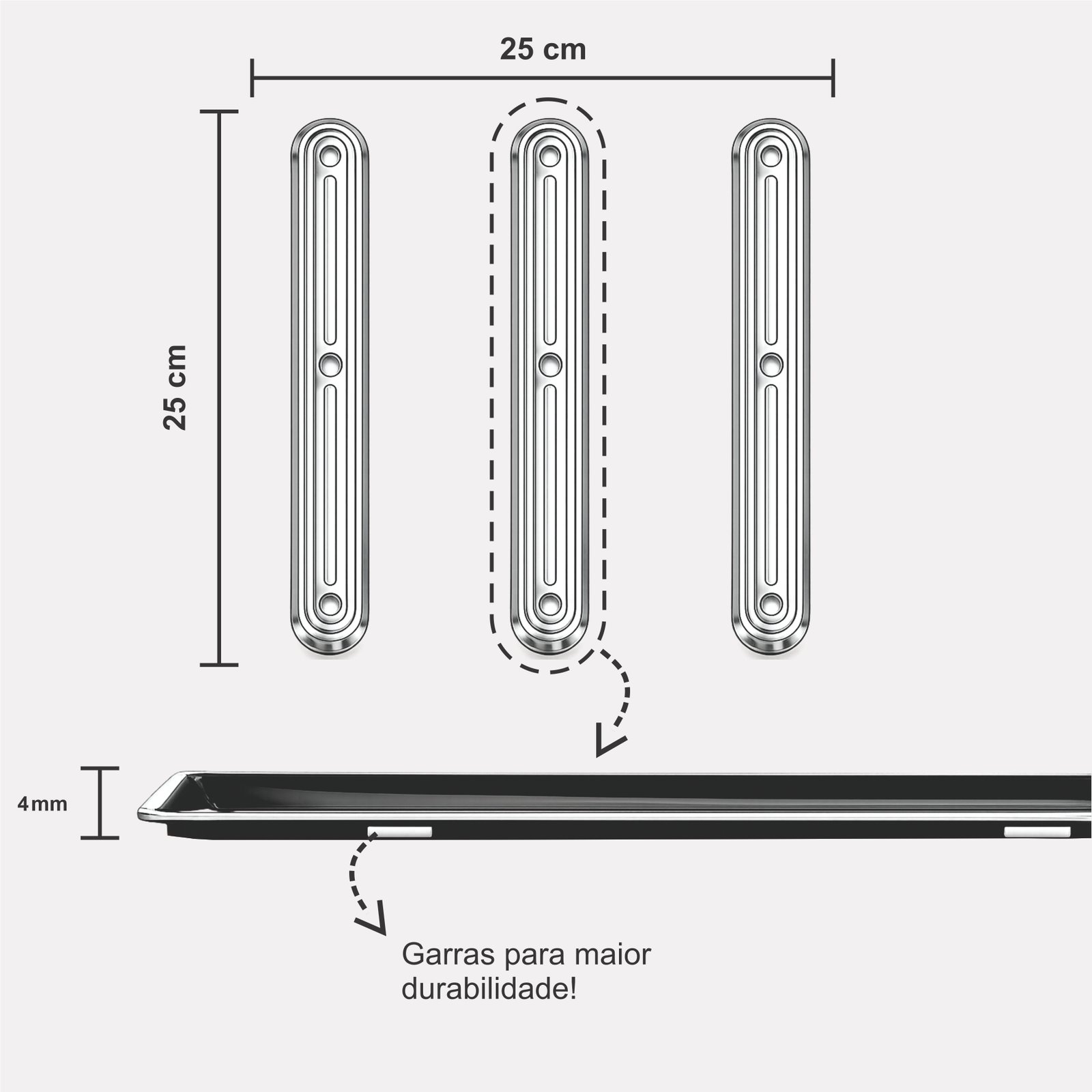 Miniatura 2 de Elemento Tátil Direcional 235mm Inox Frisado Adesivado
