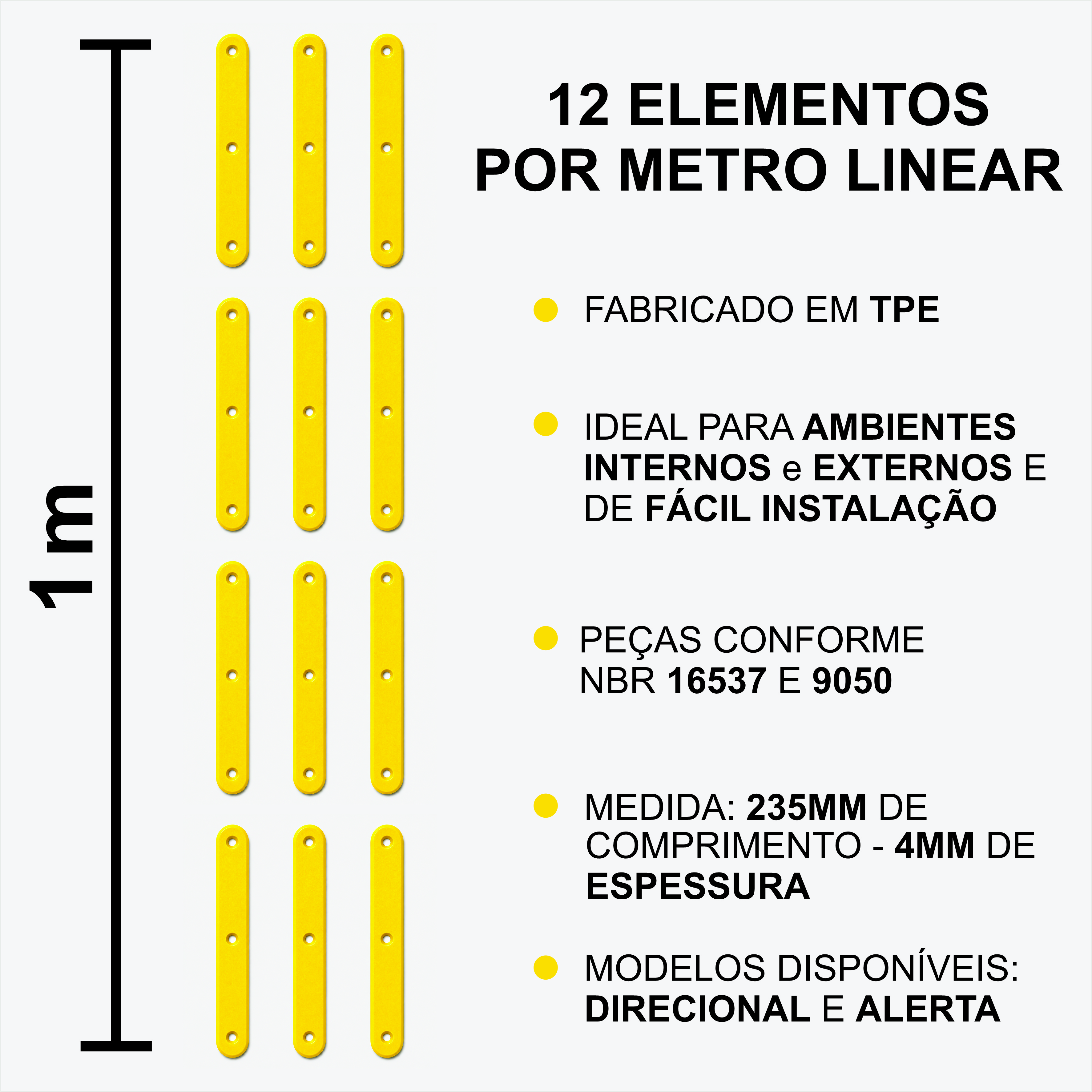 Miniatura 2 de Elemento Tátil Direcional 235mm Colorido Amarelo Parafusado