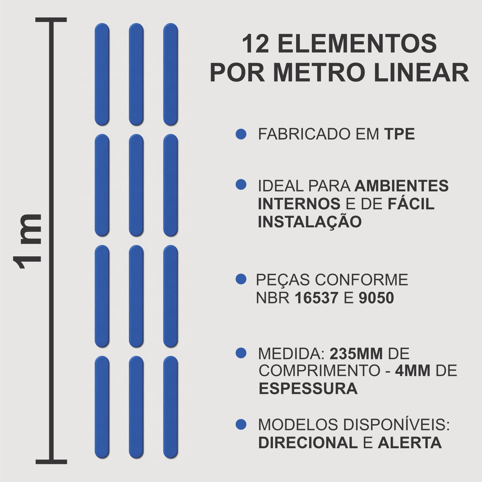 Miniatura 3 de Elemento Tátil Direcional 235mm Colorido Azul Adesivado