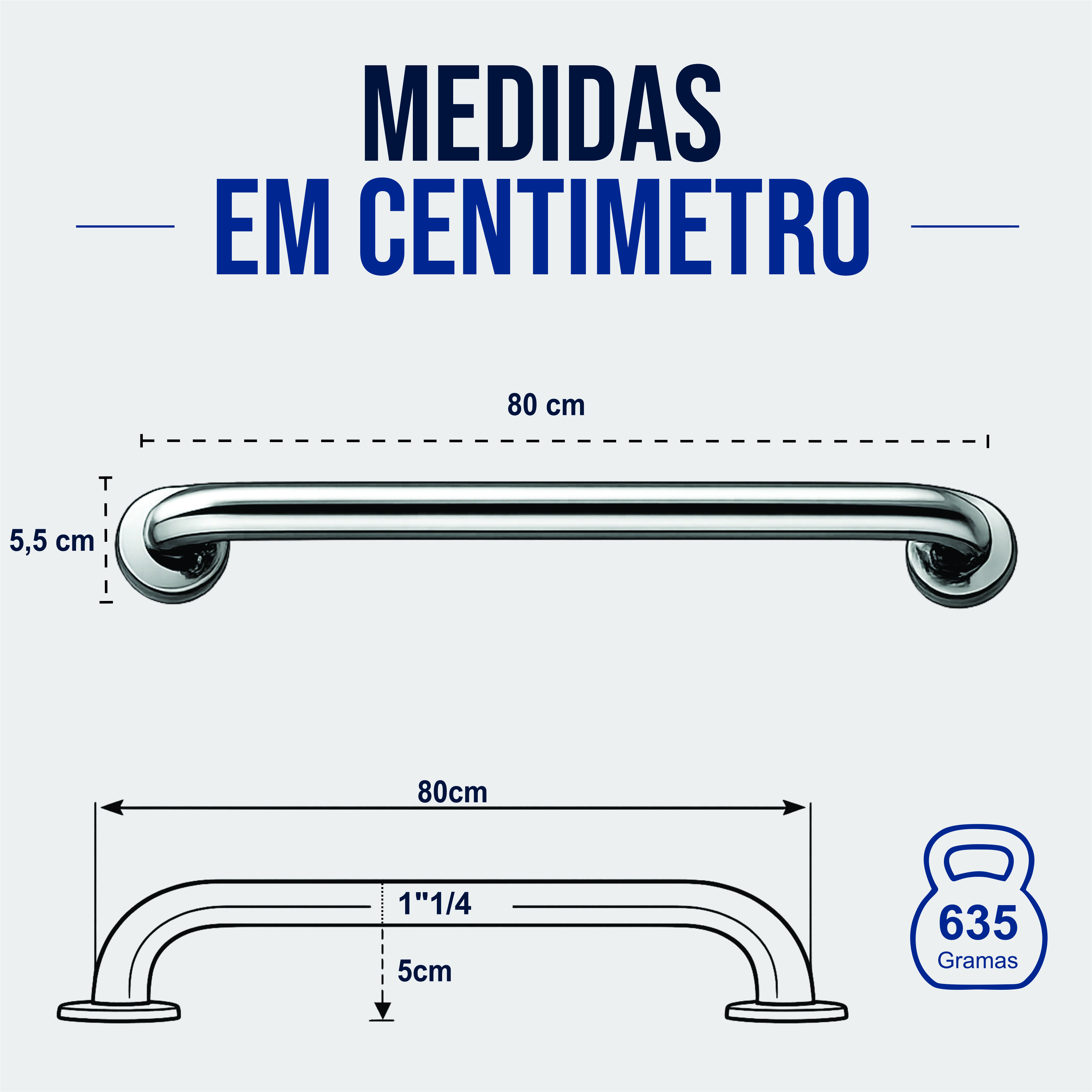 Miniatura 7 de Barra Apoio Reta Inox 80 cm