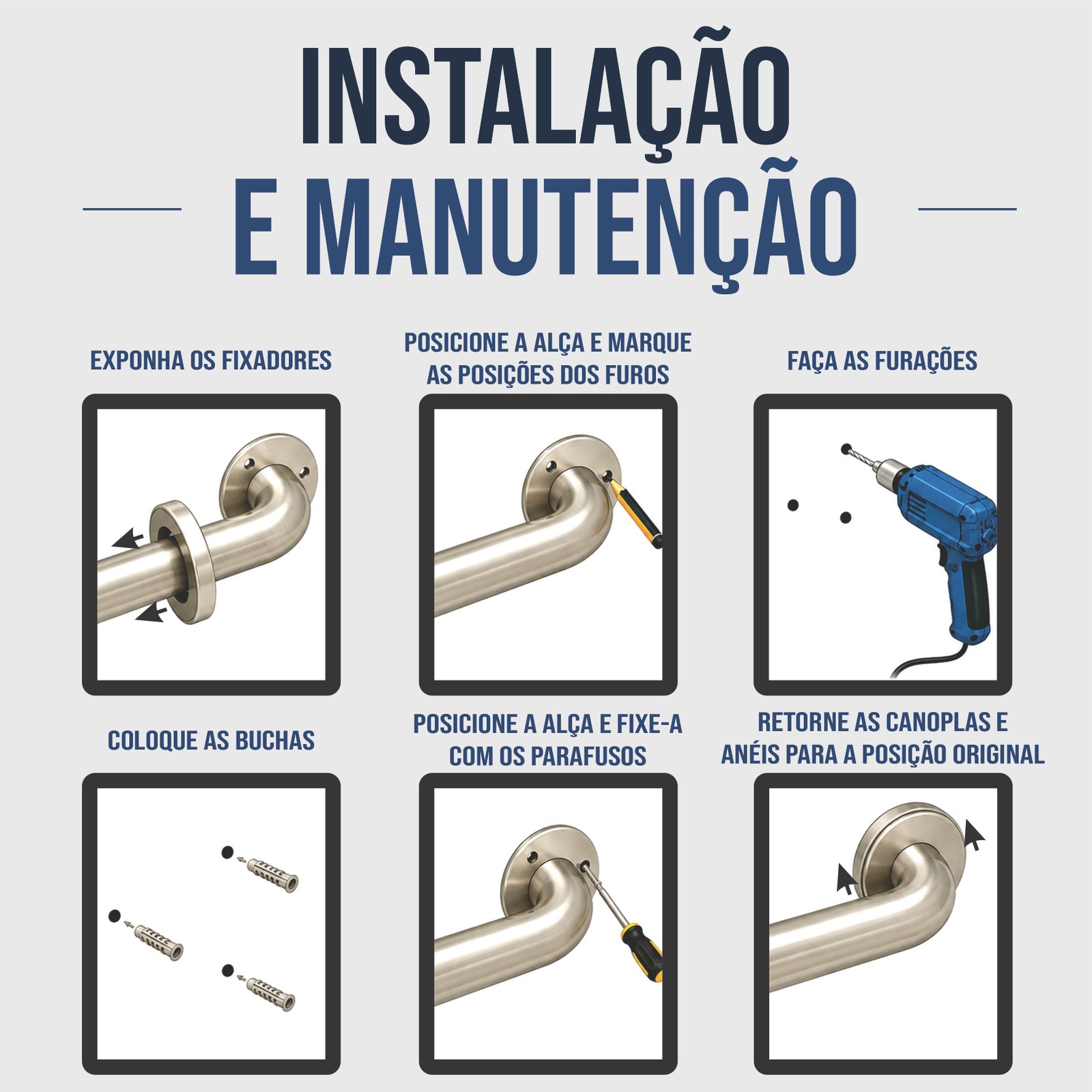Miniatura 3 de Barra Apoio Reta  100 cm  - INOX 304
