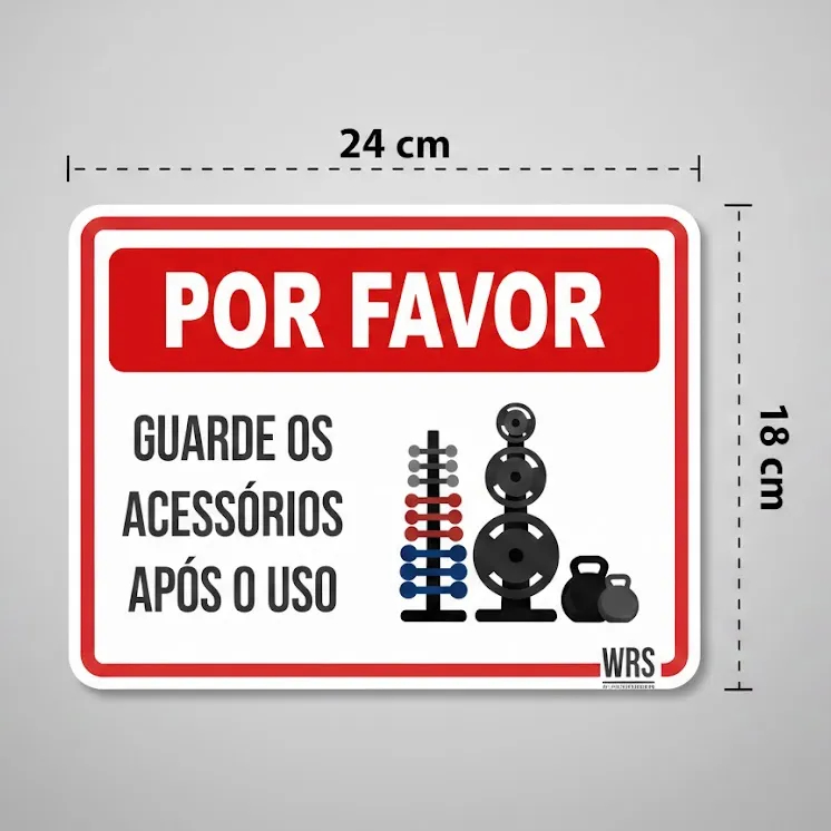 Miniatura 2 de Placa Academia - Por Favor Guarde Acessórios Após Uso 24x18