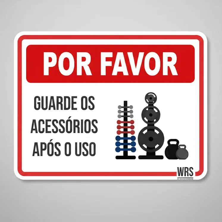 Miniatura 3 de Placa Academia - Por Favor Guarde Acessórios Após Uso 24x18