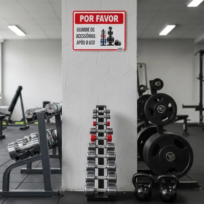 Miniatura 4 de Placa Academia - Por Favor Guarde Acessórios Após Uso 24x18