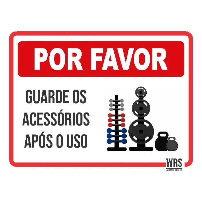 Miniatura 5 de Placa Academia - Por Favor Guarde Acessórios Após Uso 24x18