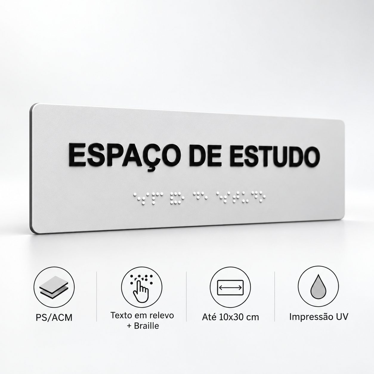 Placa Braille PS/ACM - Até 10x30cm