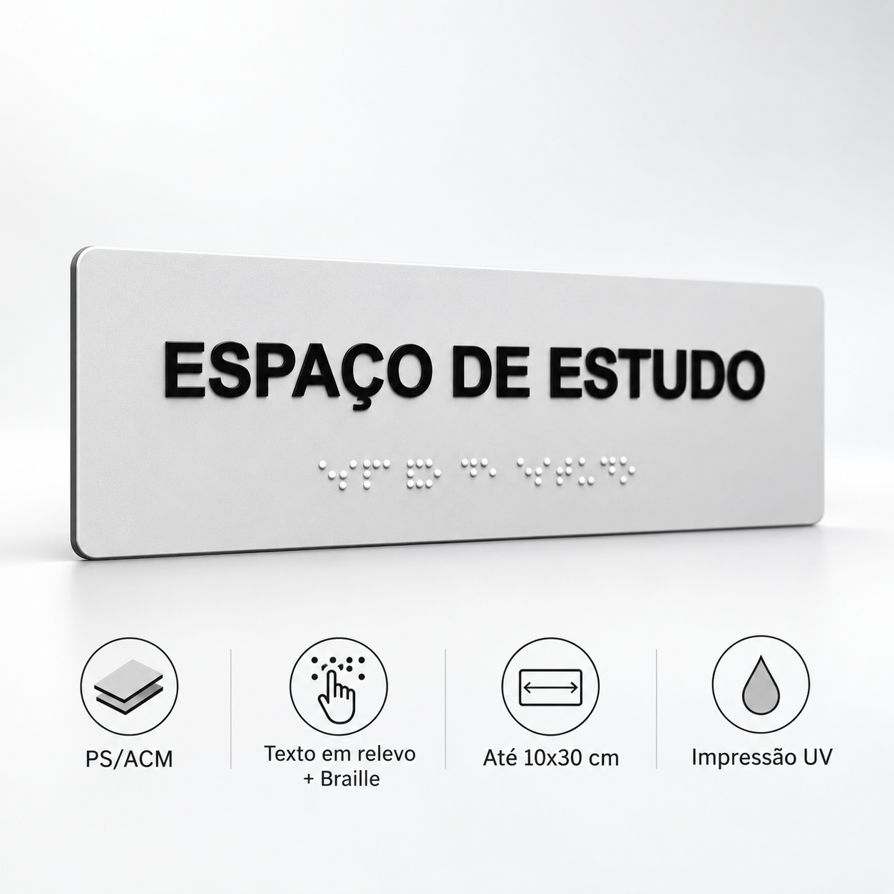 Placa Braille PS/ACM - Até 10x30cm