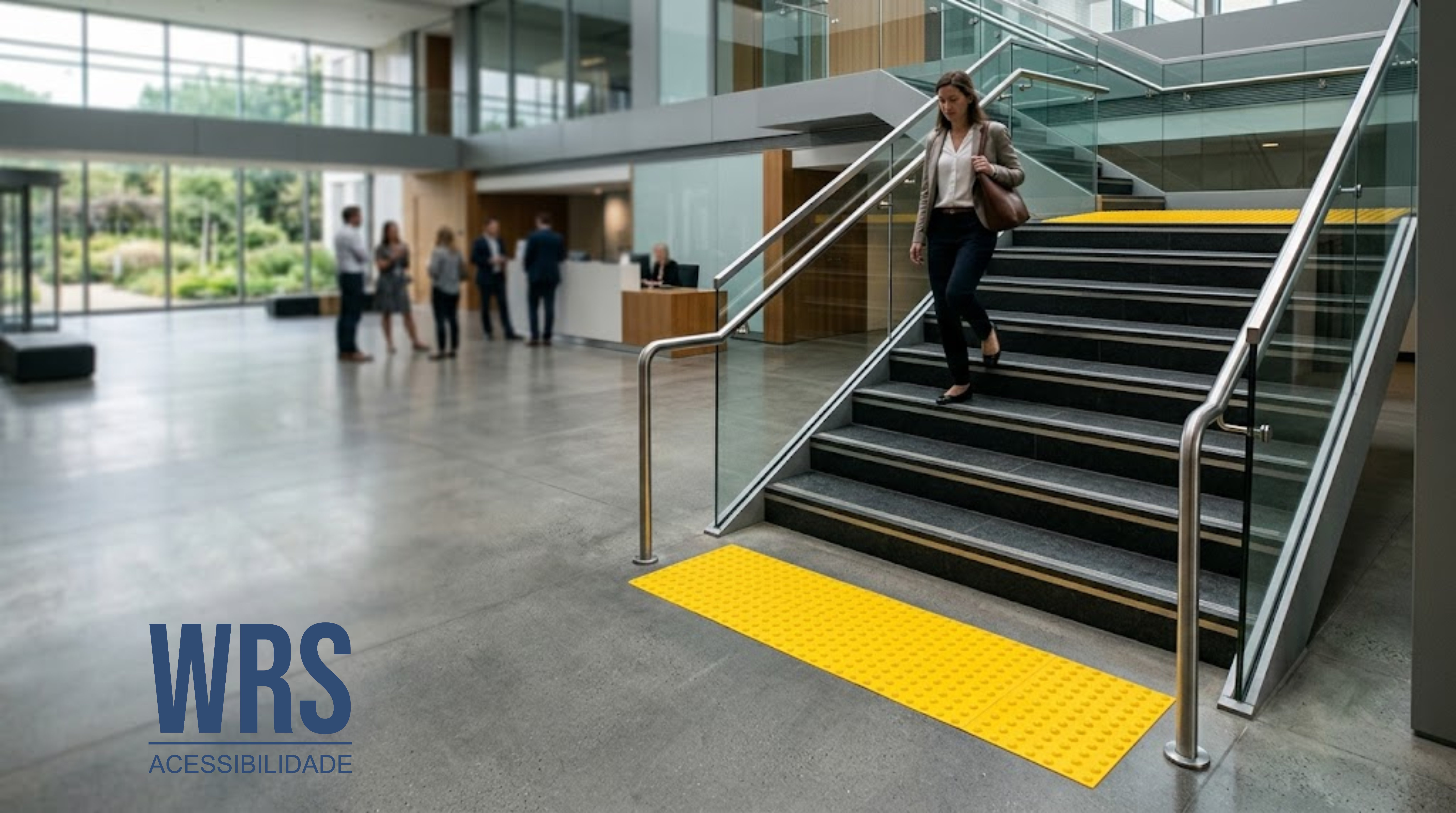 Piso tátil para escadas: como sinalizar início e fim do lance corretamente